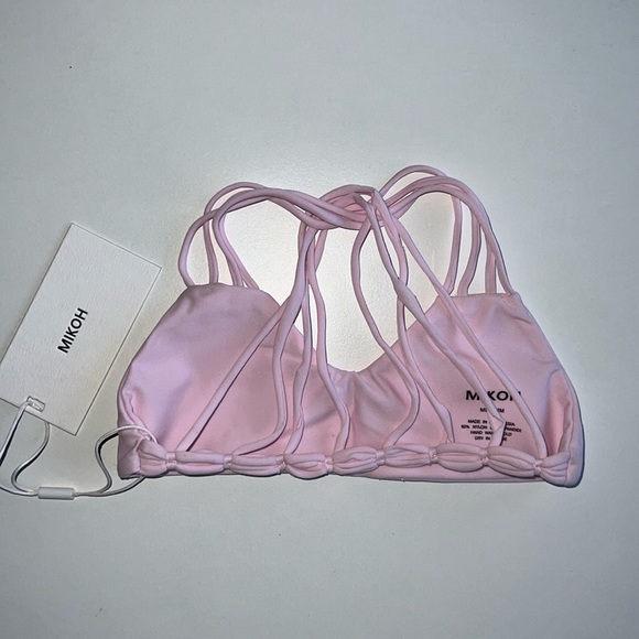 MIKOH MINI Aruba Multi Skinny String Racerback Top in Cloud Pink NWT Size M - Picture 2 of 3